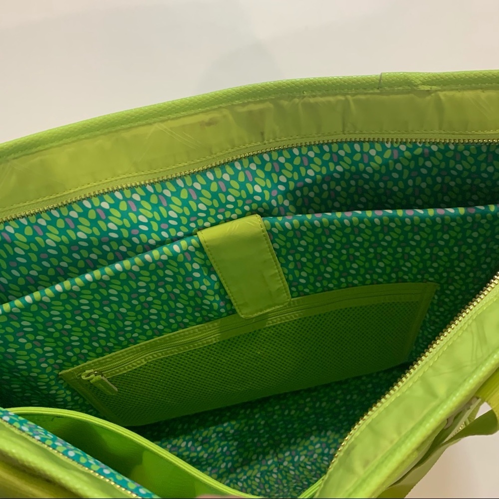 Vera Bradley Travel Shoulder Crossbody Laptop Bag Zipper Closure Green - Picture 8 of 10